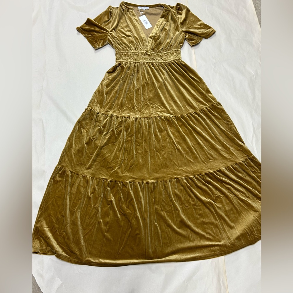 NWT Baltic Born Artemis Velvet Maxi Dress XL Dark Gold - Picture 4 of 7